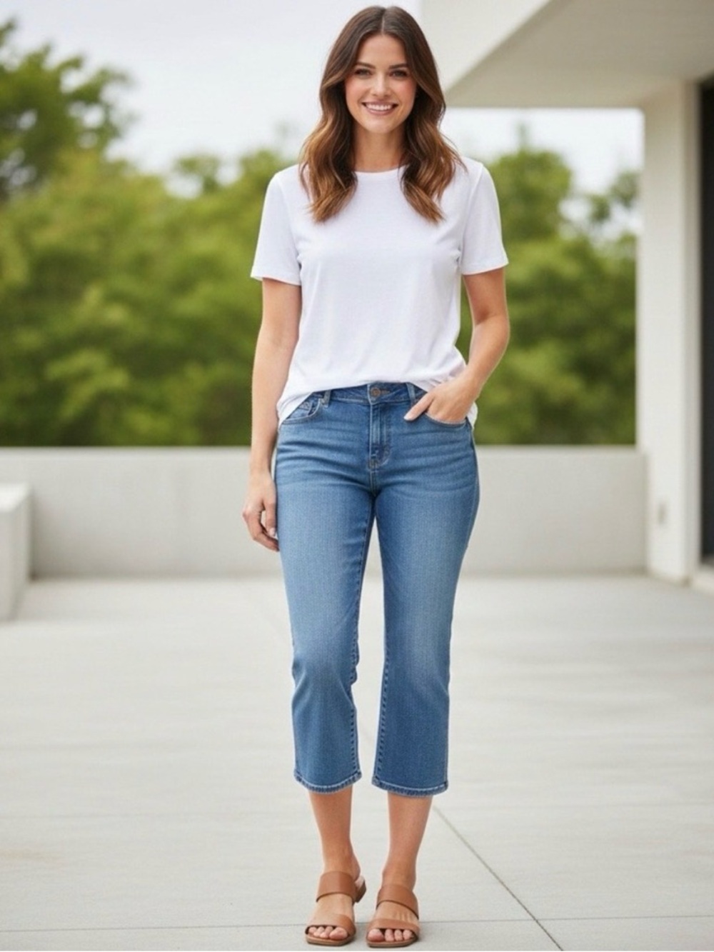 Ann Taylor Loft Modern Kick Crop Blue Jeans Size 30/10